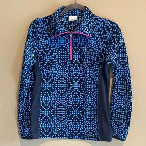 Columbia Blue Patterned Women's 1/4 Zip Fleece